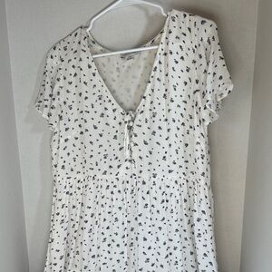 American eagle white floral tiered dress size large